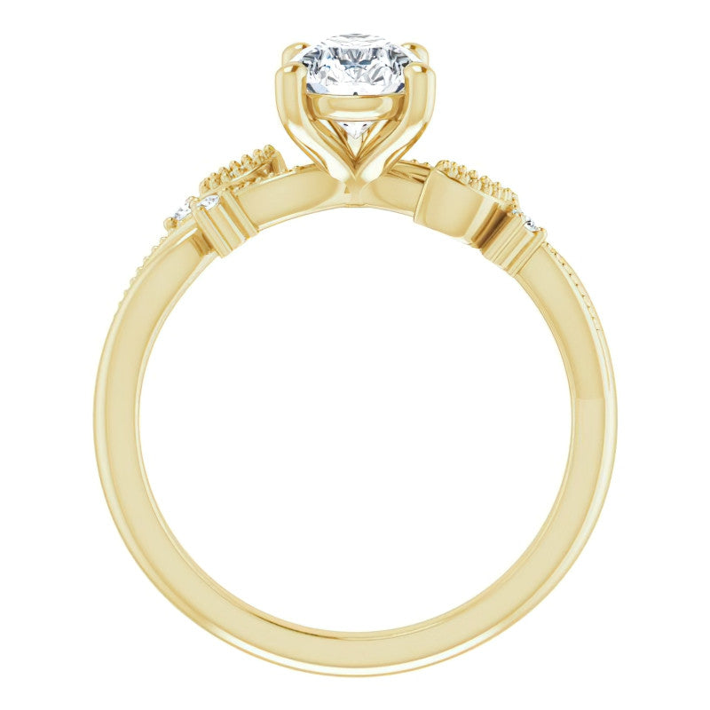 Pear Floral Inspired Infinity Moissanite Engagement Ring with Milgrain