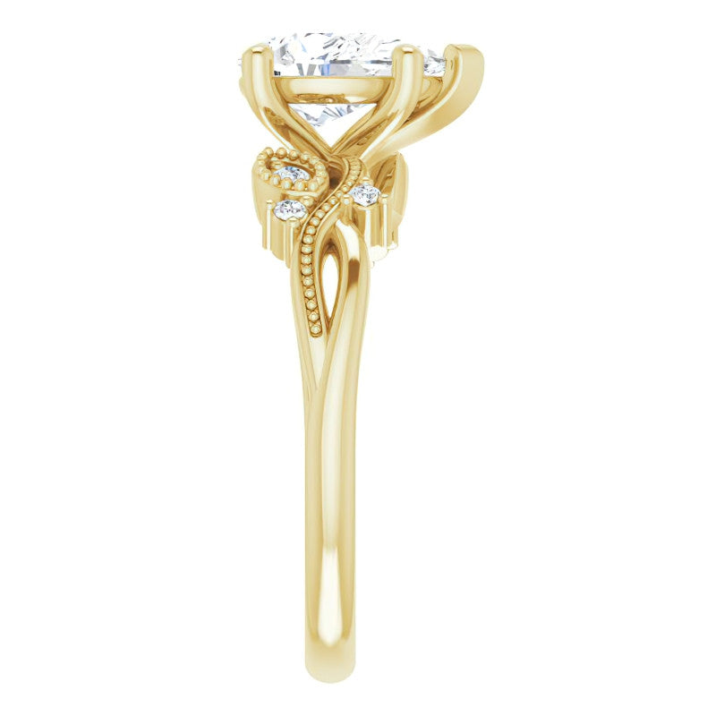 Pear Floral Inspired Infinity Moissanite Engagement Ring with Milgrain