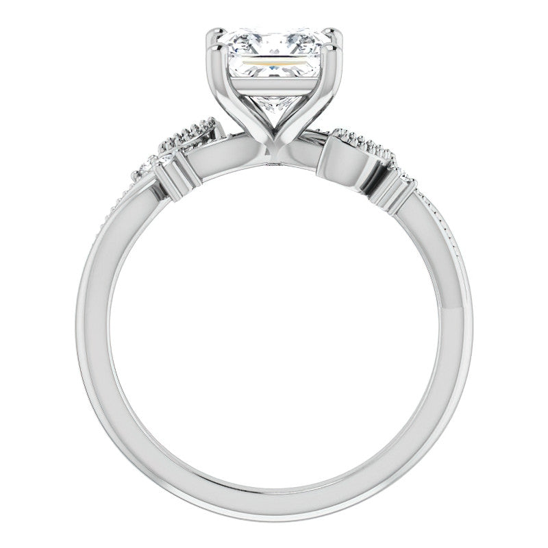 Princess Floral Inspired Infinity Moissanite Engagement Ring with Milgrain