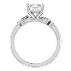 Princess Floral Inspired Infinity Moissanite Engagement Ring with Milgrain