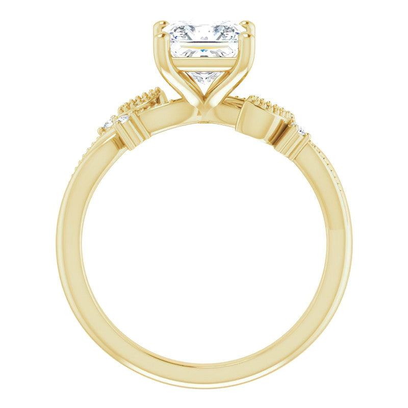 Princess Floral Inspired Infinity Moissanite Engagement Ring with Milgrain