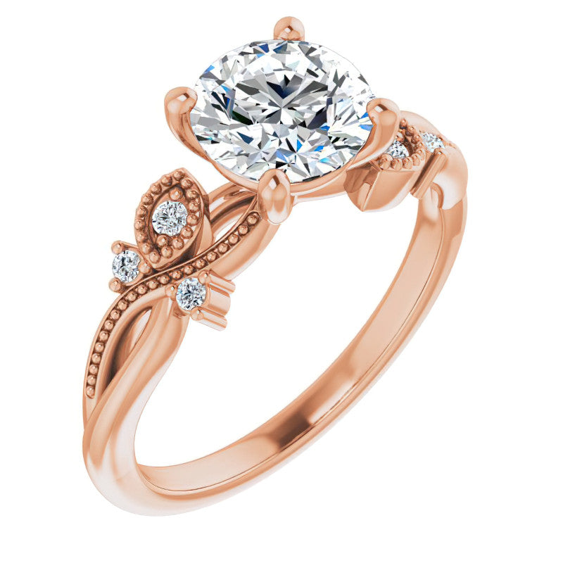 Round Floral Inspired Infinity Moissanite Engagement Ring with Milgrain