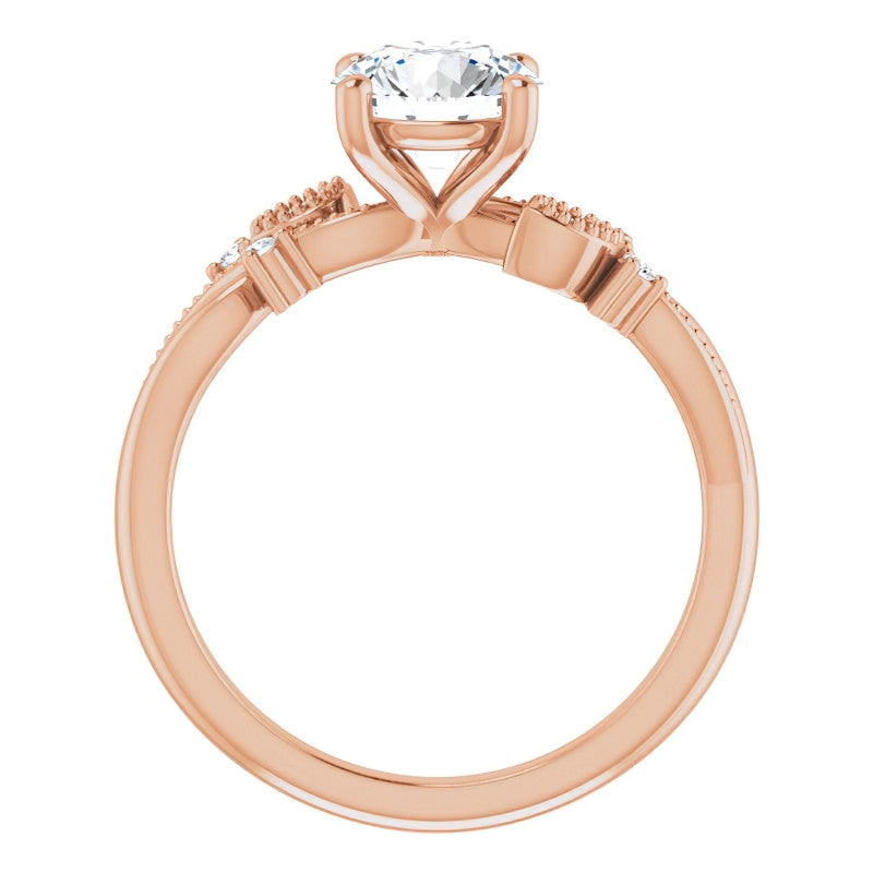 Round Floral Inspired Infinity Moissanite Engagement Ring with Milgrain