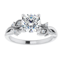 Round Floral Inspired Infinity Moissanite Engagement Ring with Milgrain