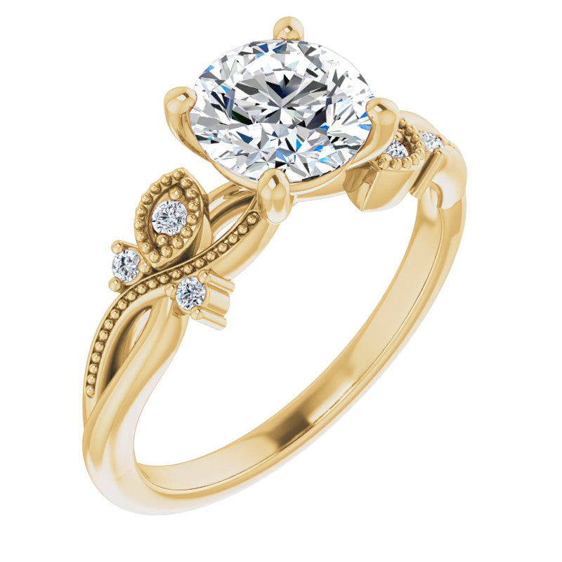 Round Floral Inspired Infinity Moissanite Engagement Ring with Milgrain