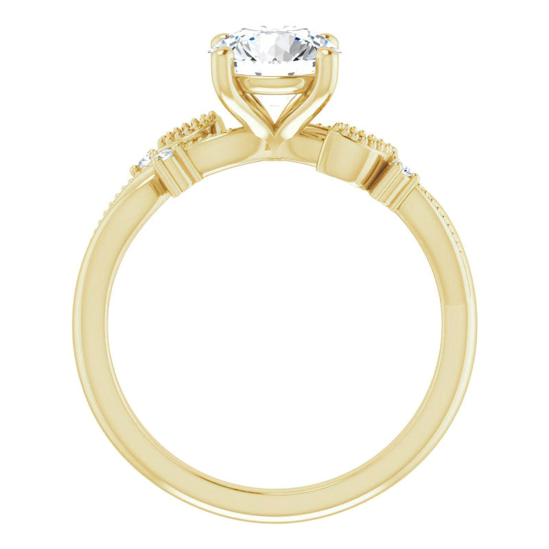 Round Floral Inspired Infinity Moissanite Engagement Ring with Milgrain