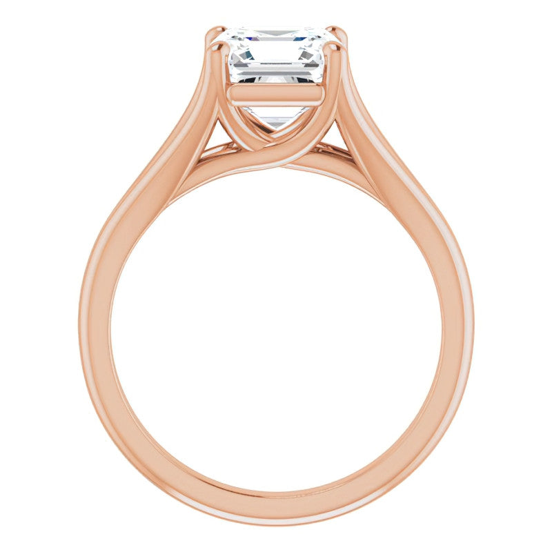Split Shank Cathedral Asscher Moissanite Solitaire Ring