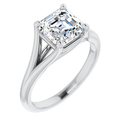 Split Shank Cathedral Asscher Moissanite Solitaire Ring