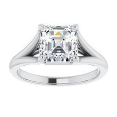 Split Shank Cathedral Asscher Moissanite Solitaire Ring