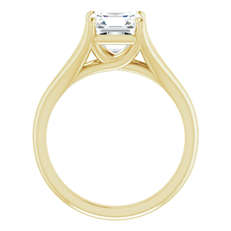 Split Shank Cathedral Asscher Moissanite Solitaire Ring