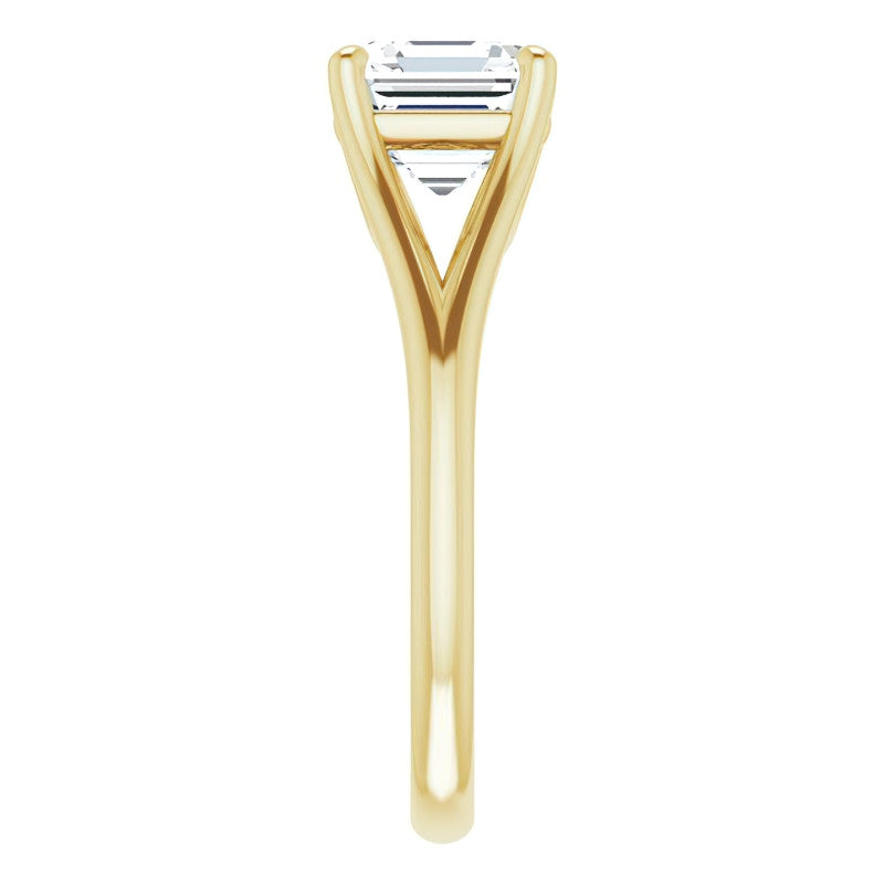 Split Shank Cathedral Asscher Moissanite Solitaire Ring