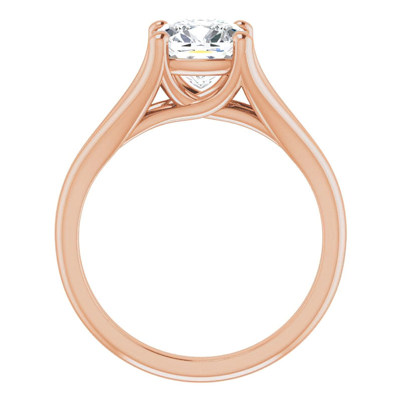 Split Shank Cathedral Cushion Moissanite Solitaire Ring