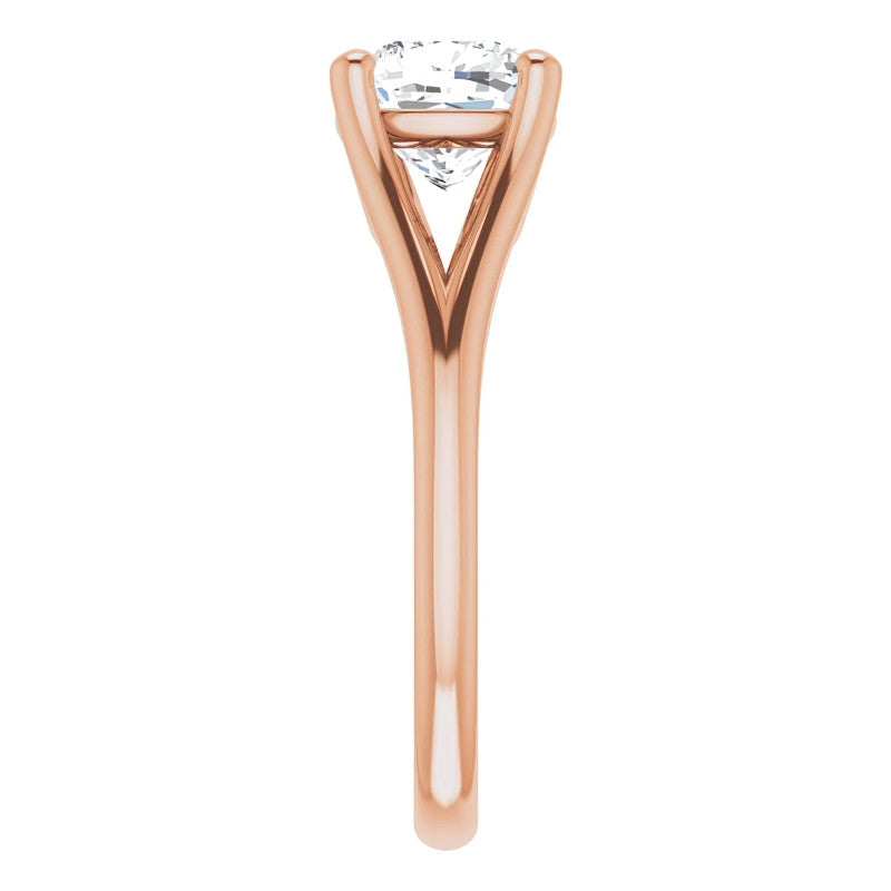 Split Shank Cathedral Cushion Moissanite Solitaire Ring