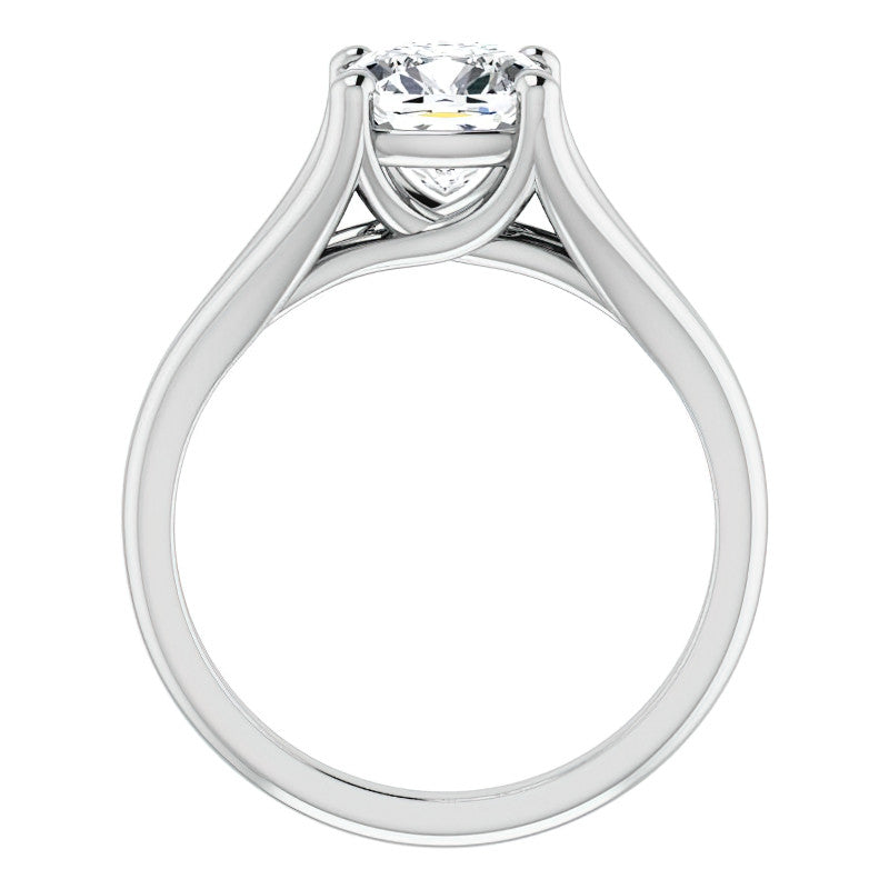 Split Shank Cathedral Cushion Moissanite Solitaire Ring