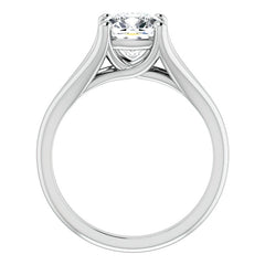 Split Shank Cathedral Cushion Moissanite Solitaire Ring