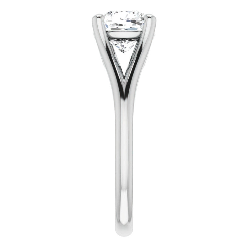 Split Shank Cathedral Cushion Moissanite Solitaire Ring