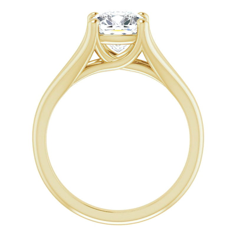 Split Shank Cathedral Cushion Moissanite Solitaire Ring