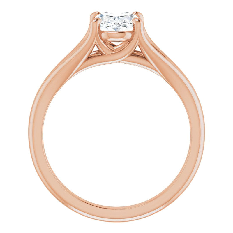 Split Shank Cathedral Oval Moissanite Solitaire Ring