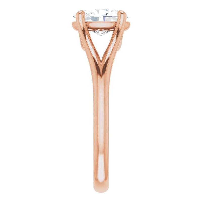 Split Shank Cathedral Oval Moissanite Solitaire Ring
