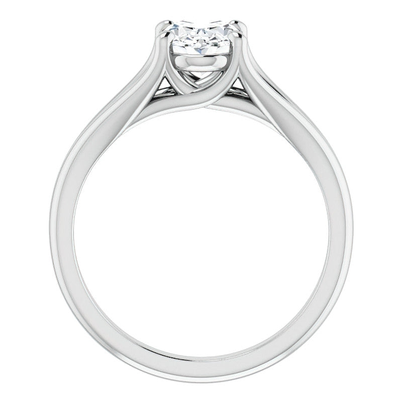 Split Shank Cathedral Oval Moissanite Solitaire Ring