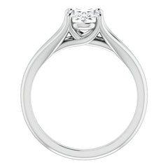 Split Shank Cathedral Oval Moissanite Solitaire Ring