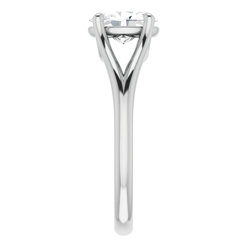 Split Shank Cathedral Oval Moissanite Solitaire Ring