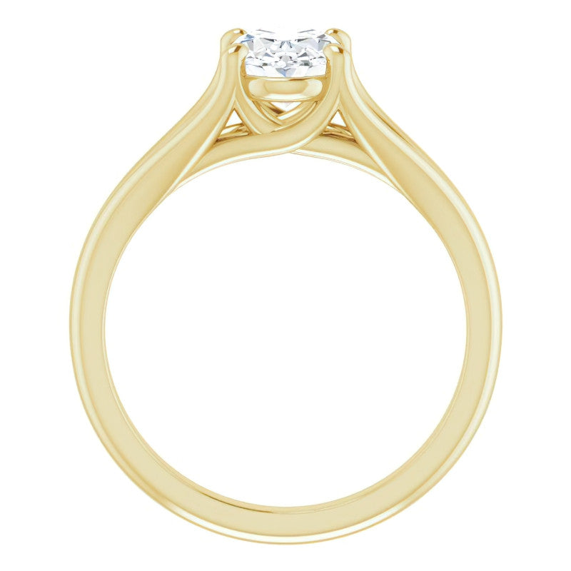 Split Shank Cathedral Oval Moissanite Solitaire Ring