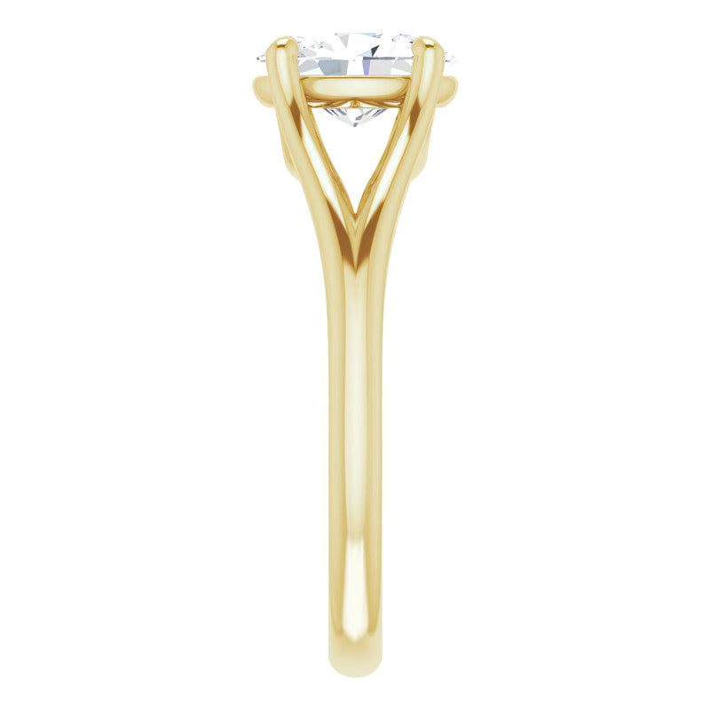 Split Shank Cathedral Oval Moissanite Solitaire Ring