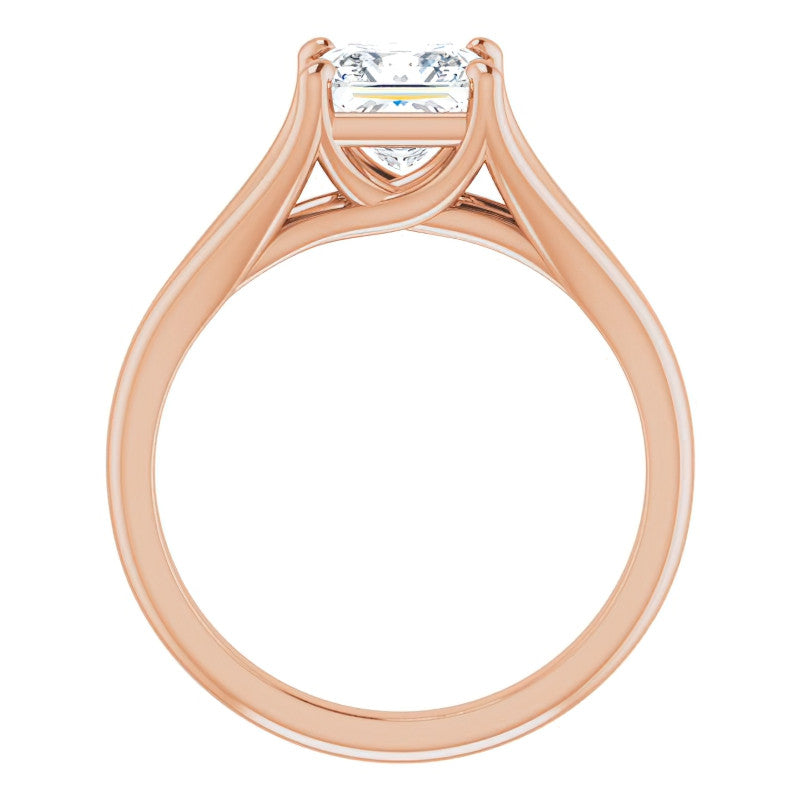 Split Shank Cathedral Princess cut Moissanite Solitaire Ring