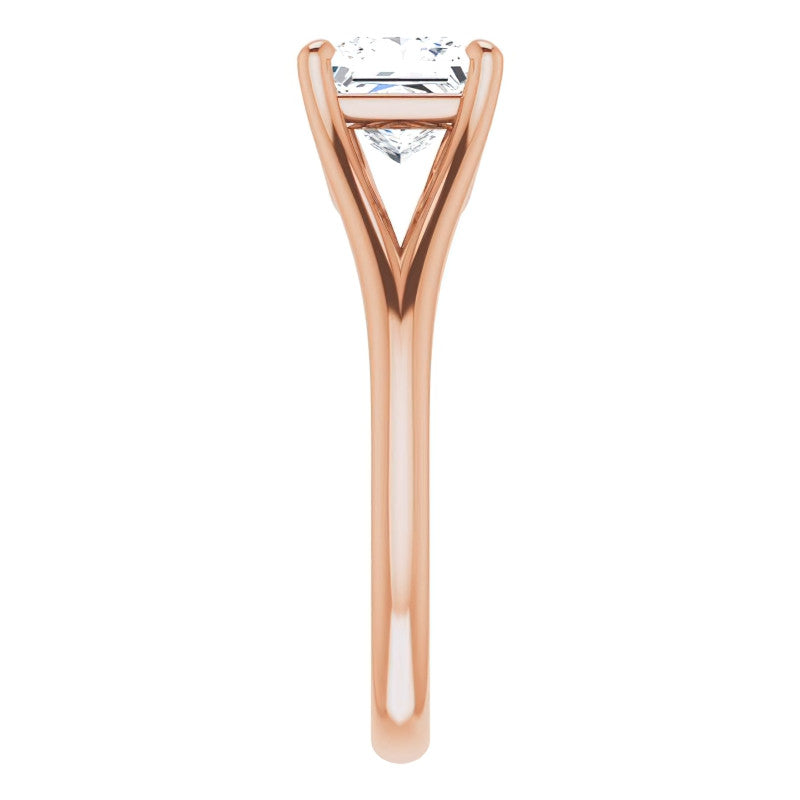 Split Shank Cathedral Princess cut Moissanite Solitaire Ring