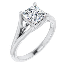 Split Shank Cathedral Princess cut Moissanite Solitaire Ring
