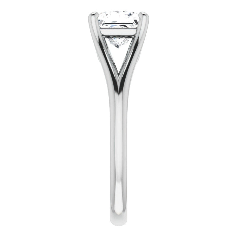 Split Shank Cathedral Princess cut Moissanite Solitaire Ring