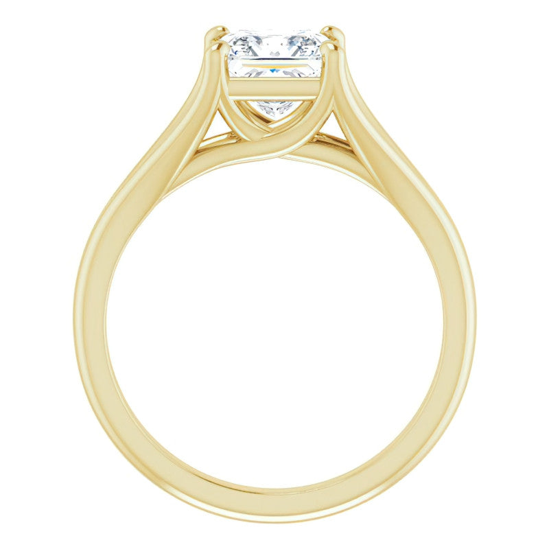 Split Shank Cathedral Princess cut Moissanite Solitaire Ring