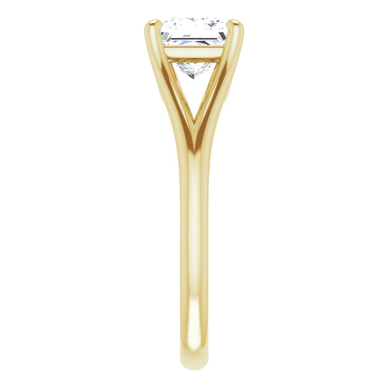 Split Shank Cathedral Princess cut Moissanite Solitaire Ring