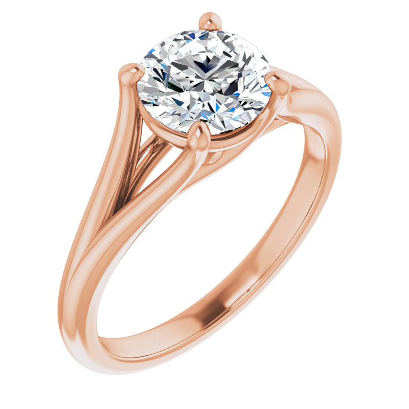 Split Shank Cathedral Round Brilliant Moissanite Solitaire Ring