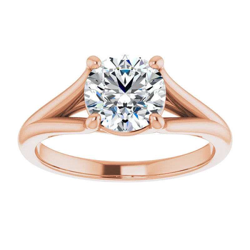 Split Shank Cathedral Round Brilliant Moissanite Solitaire Ring