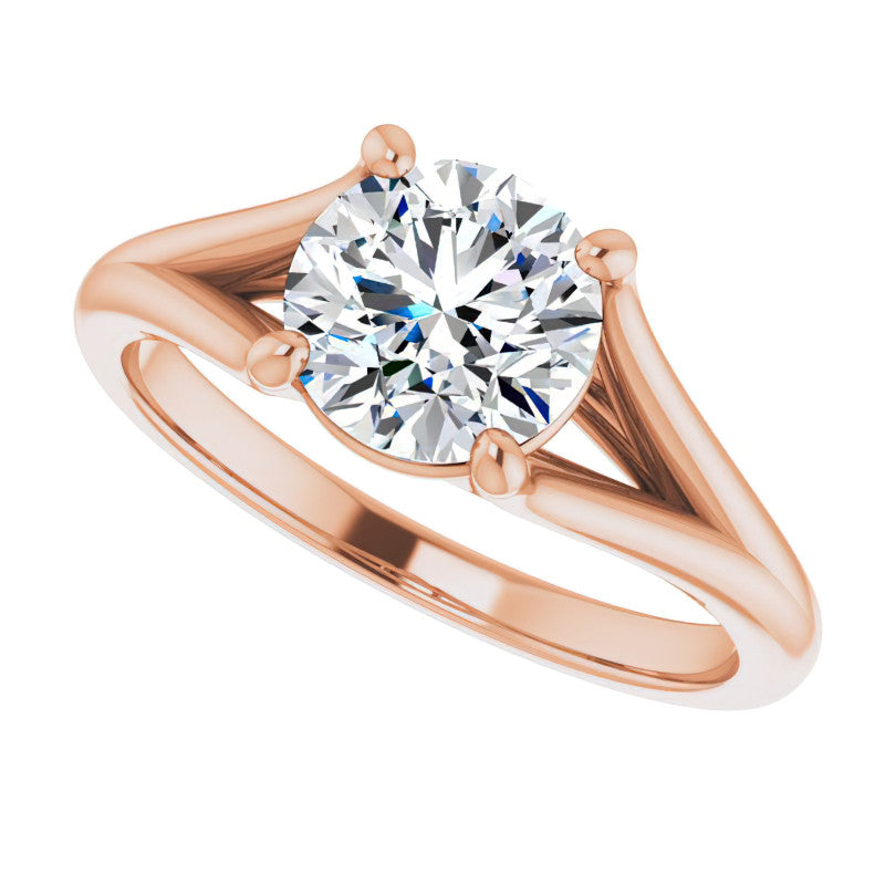 Split Shank Cathedral Round Brilliant Moissanite Solitaire Ring
