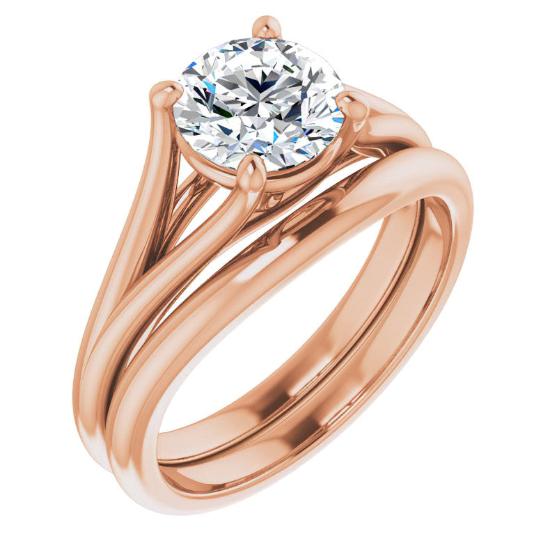 Split Shank Cathedral Round Brilliant Moissanite Solitaire Ring