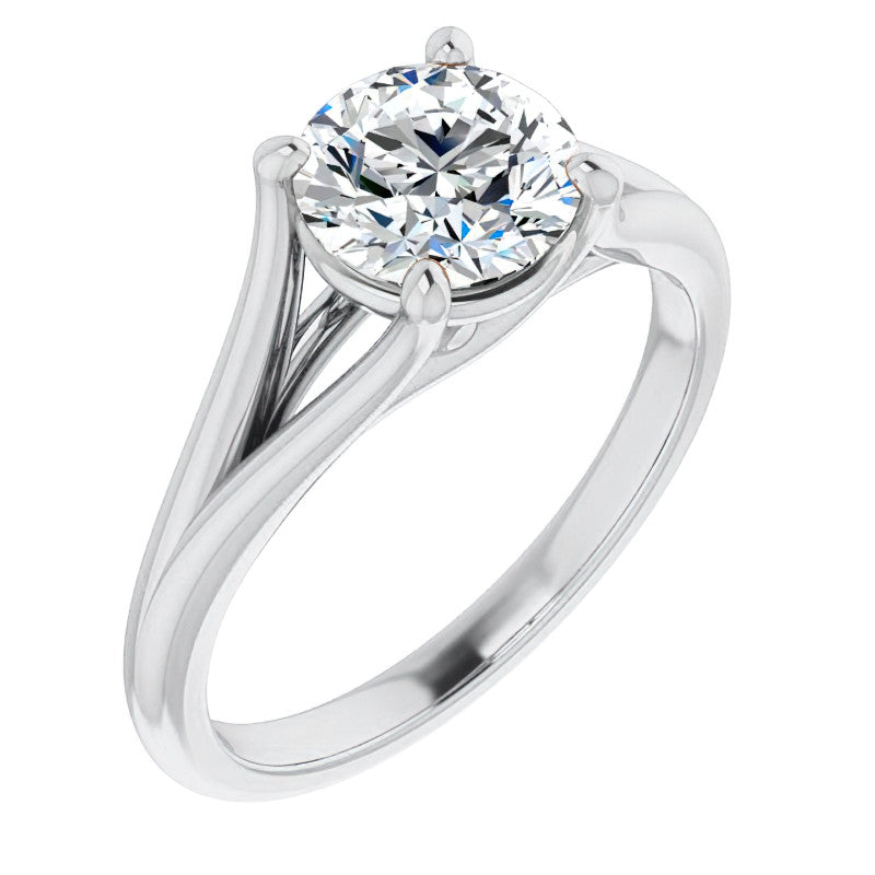 Split Shank Cathedral Round Brilliant Moissanite Solitaire Ring