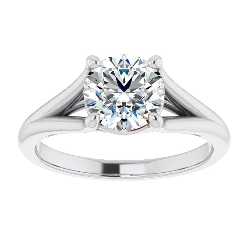 Split Shank Cathedral Round Brilliant Moissanite Solitaire Ring