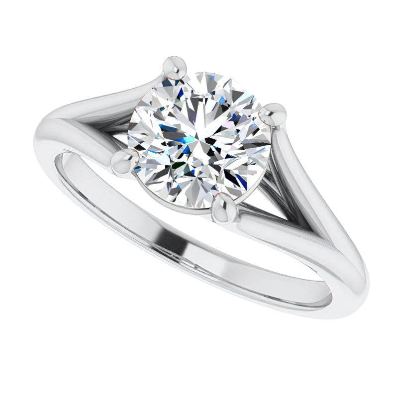 Split Shank Cathedral Round Brilliant Moissanite Solitaire Ring