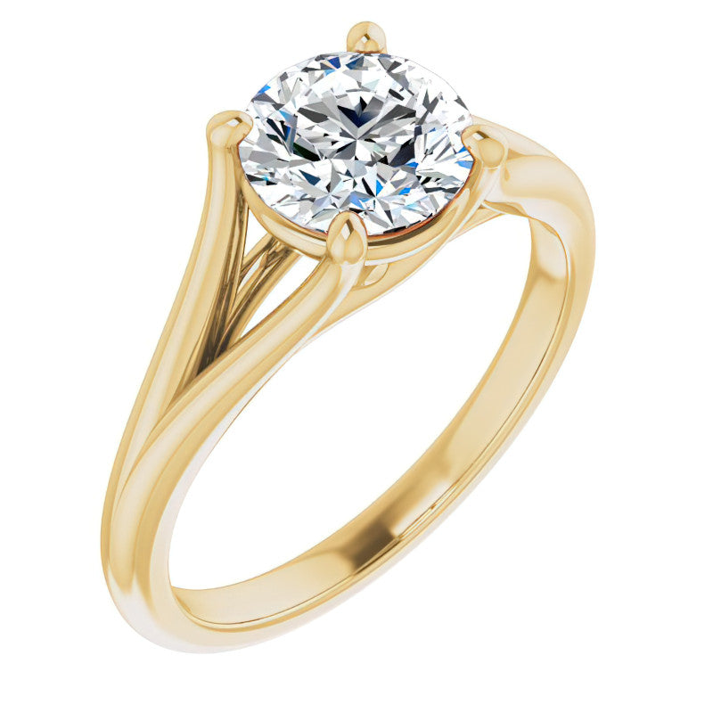 Split Shank Cathedral Round Brilliant Moissanite Solitaire Ring