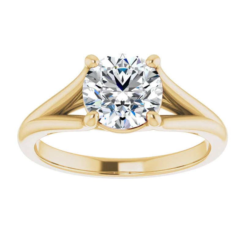 Split Shank Cathedral Round Brilliant Moissanite Solitaire Ring