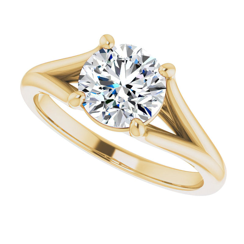 Split Shank Cathedral Round Brilliant Moissanite Solitaire Ring