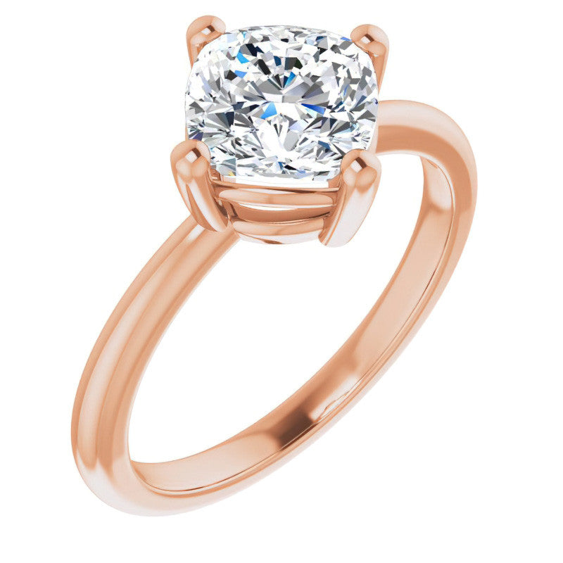 2mm Kite-Set Cushion Moissanite Solitaire Ring