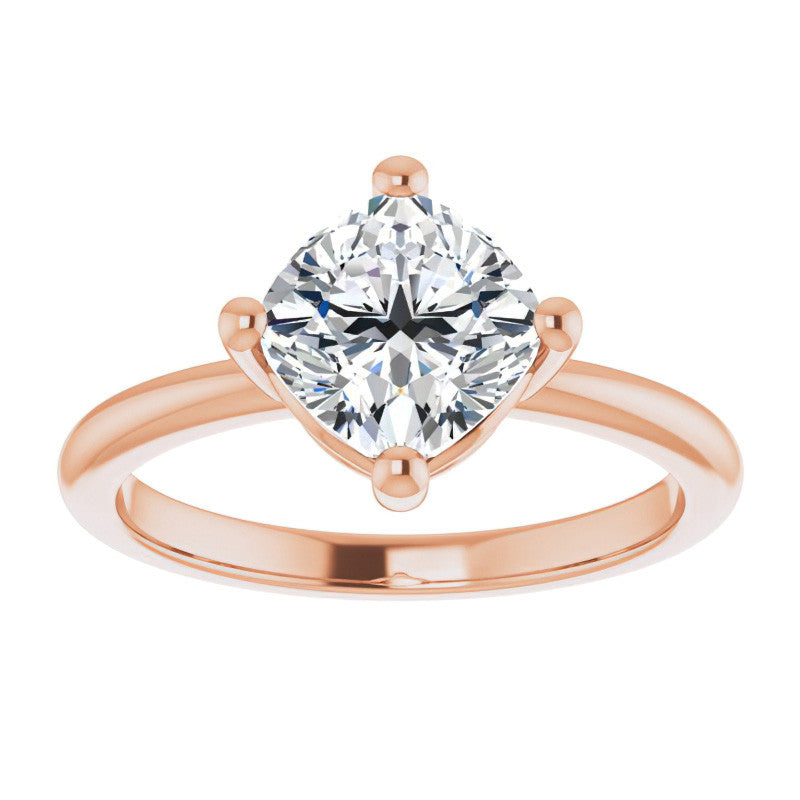 2mm Kite-Set Cushion Moissanite Solitaire Ring