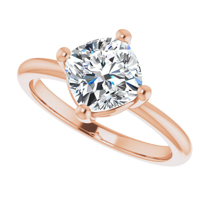 2mm Kite-Set Cushion Moissanite Solitaire Ring