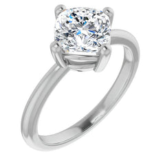 2mm Kite-Set Cushion Moissanite Solitaire Ring