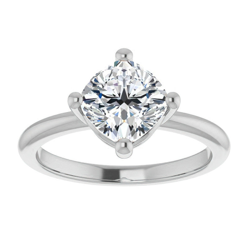 2mm Kite-Set Cushion Moissanite Solitaire Ring
