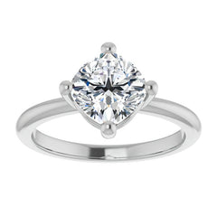 2mm Kite-Set Cushion Moissanite Solitaire Ring